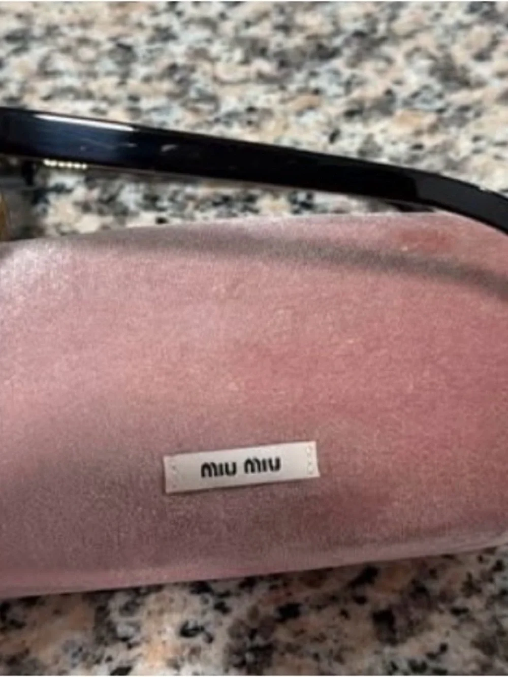 Miu Miu Black Rectangular Lens Sunglasses with Gold Accents